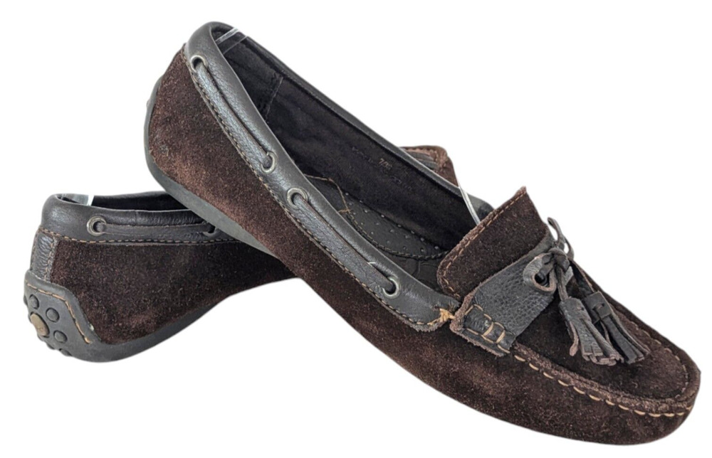 Born Concept BOC Women 7 Suede Tasseled Slip-on Moccasin Loafers Chocolate Brown